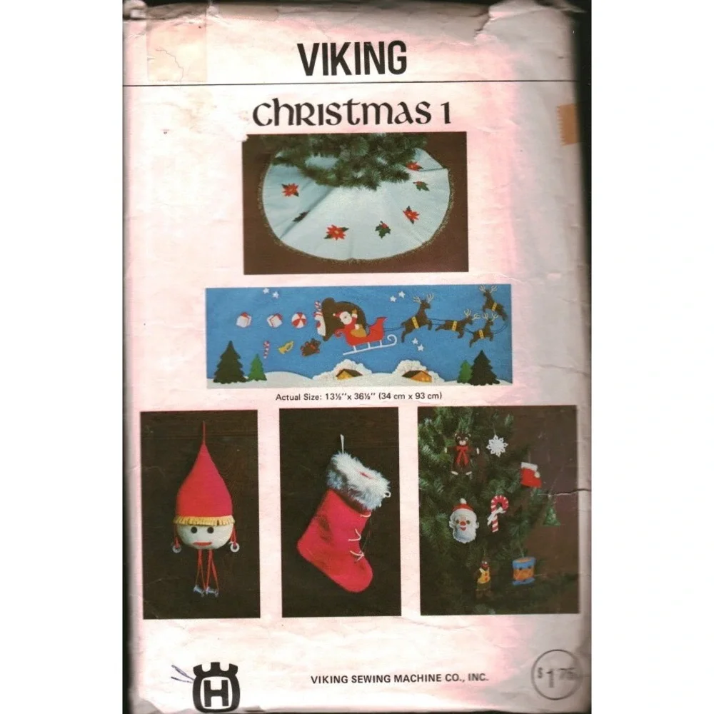 Vintage Viking Christmas 1 Sewing Pattern Tree Skirt Stocking Wall Hanging Decor